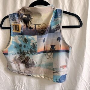 Urban outfitters asymmetrical Multicolor Tropical Print Crop Top